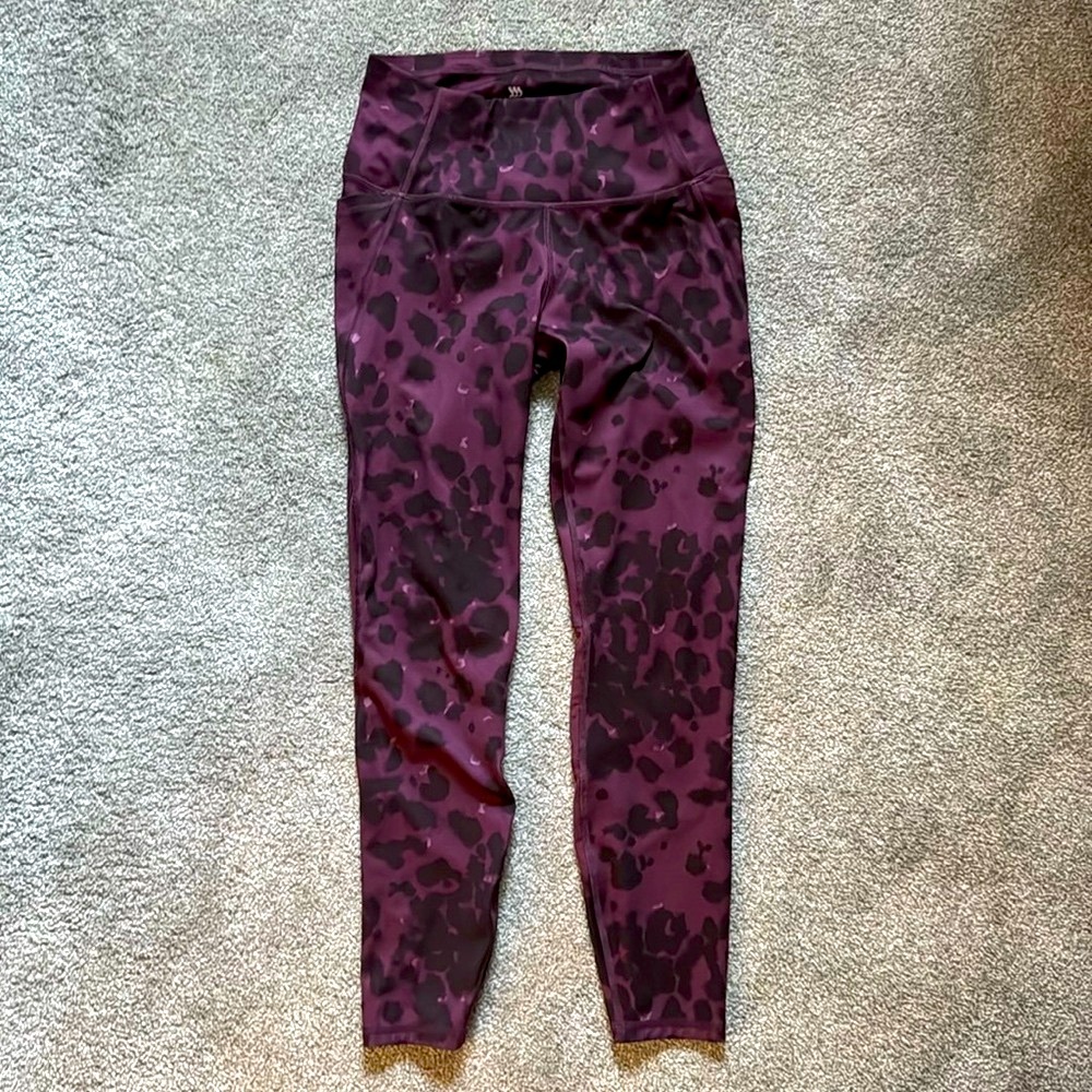 Purple and black leopard cheetah all in motion leggings